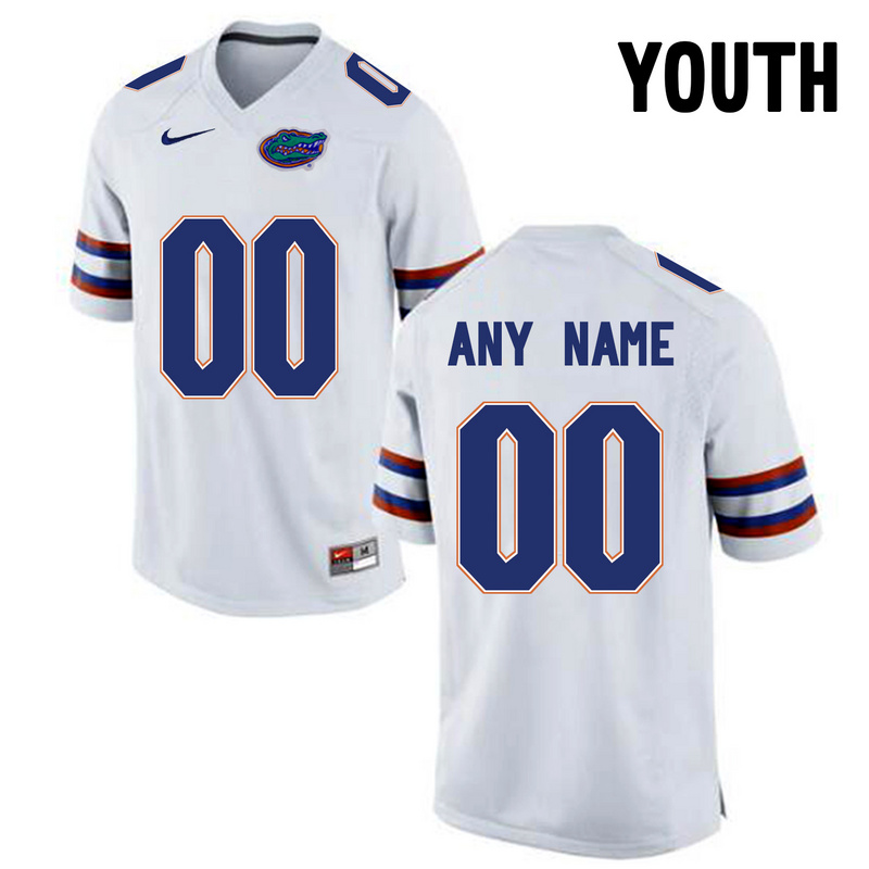 Youth Florida Gators Customized College Football Jersey  White->->Custom Jersey